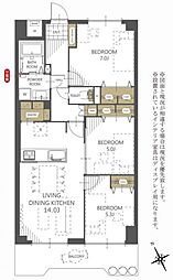 ハイツ西鈴蘭台 3LDKの間取図画像