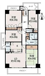 グリーンスクエア三田1号棟 4LDKの間取図画像