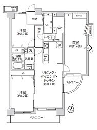 メイツ武蔵浦和 3LDKの間取図画像
