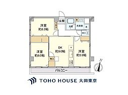 久が原台スカイマンション 3DKの間取図画像