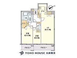 麻布霞町パークマンション 2LDKの間取図画像