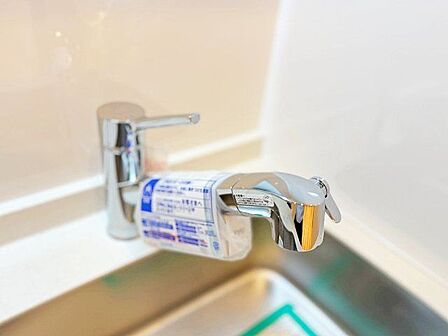 キレイなお水がいつでも、安心して飲める浄水器内蔵型水栓付き。