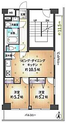 大宮吉敷町スカイハイツ 2LDKの間取図画像