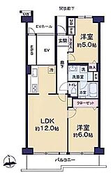 グリーンプラザ川口1号棟 2LDKの間取図画像