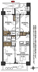 ライオンズマンション川口ブリーズコート 3LDKの間取図画像