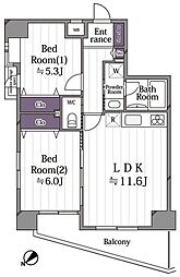 セザール平和台ガーデン 2LDKの間取図画像