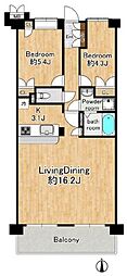 コスモフェスタ戸田 2LDKの間取図画像