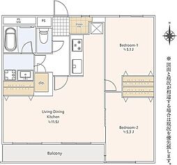 ライオンズマンション戸田 2LDKの間取図画像