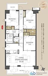 コスモ朝霞台 3LDKの間取図画像