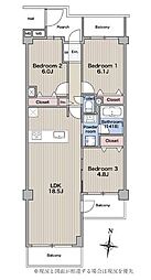 コスモ浦和常盤 3LDKの間取図画像