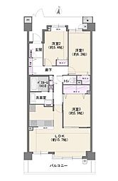 コスモステージひばりヶ丘アミュージア 3LDKの間取図画像
