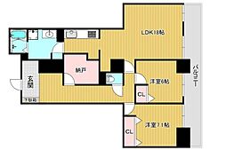 リプレ川口一番街1号棟 2SLDKの間取図画像