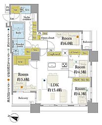 S4-TOWER 4LDKの間取図画像