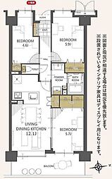 パークスクエア浦和埼大通り 3LDKの間取図画像