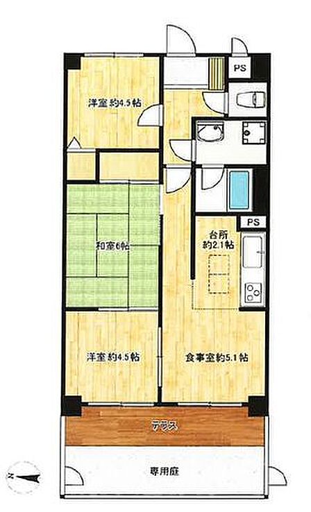 1階住戸ならではの専用庭付き。階下への物音を気にせず快適に過ごせます。