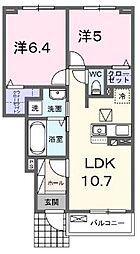 JR香椎線 須恵駅 徒歩4分の賃貸アパート 1階2LDKの間取り