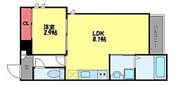 JR鹿児島本線 千早駅 徒歩8分の賃貸アパート 1階1LDKの間取り