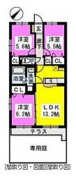 サンセール 3LDKの間取図画像