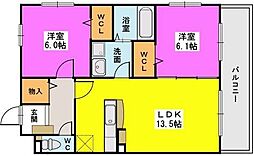 プロスペリティ 2LDKの間取図画像