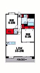 グランシャリオ空港東 2LDKの間取図画像
