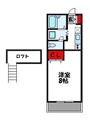 ルート門松駅2B 1Kの間取図画像