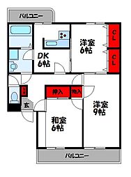 ブリリアント・ジョゼ 3DKの間取図画像