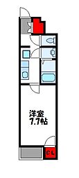 クレイノ神武原 1Kの間取図画像