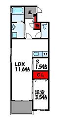ロイズ福岡東 1SLDKの間取図画像