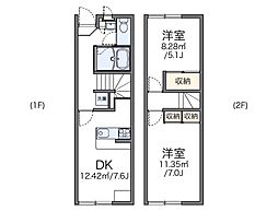 レオパレスサニーホームズ 2DKの間取図画像
