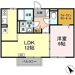 パル　ヴィレッジ 203 2階1LDKの間取り