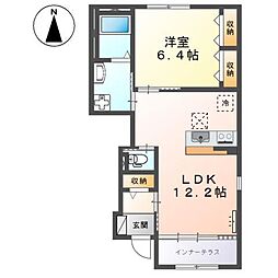 アルシオン 1階1LDKの間取り