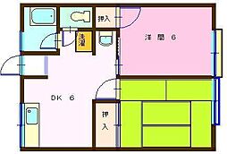 シティハイムフローレンス 2DKの間取図画像
