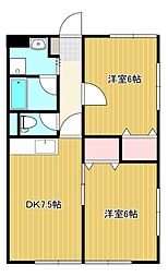 ドリームワン 2DKの間取図画像