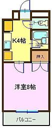 メゾンジュネス 1Kの間取図画像