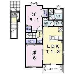 モンリーブル2 2LDKの間取図画像