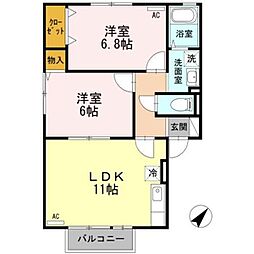 エクレールA 2LDKの間取図画像