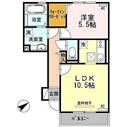 ウイングノア 1LDKの間取図画像