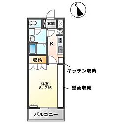 ベルルージュ 1Kの間取図画像