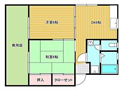 エムズガーデン 2DKの間取図画像