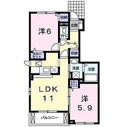 グリーンパークE・IA 2LDKの間取図画像