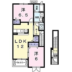 ベル・ミニョンB 2LDKの間取図画像