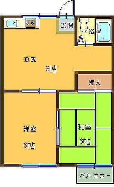 セレーネハイム第28 205｜鳥取県米子市富益町(賃貸アパート2DK・2階・34.32㎡)の写真 その2