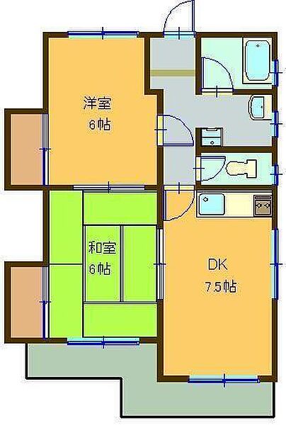 パークハイム 205｜鳥取県米子市三本松 4丁目(賃貸アパート2DK・2階・46.97㎡)の写真 その2