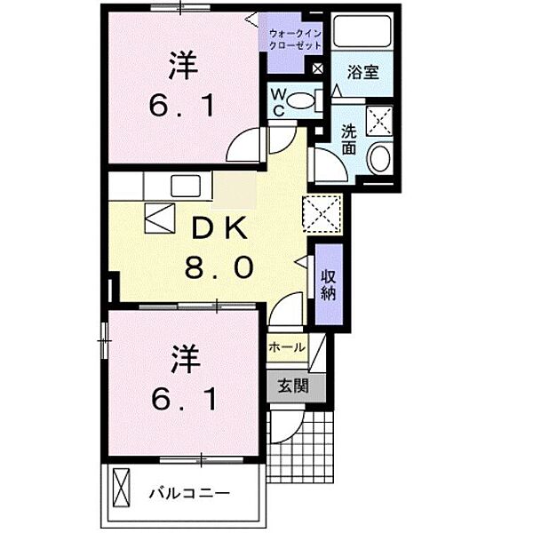 カーサ　ピネッタ ｜鳥取県米子市富益町(賃貸アパート2DK・1階・45.77㎡)の写真 その2