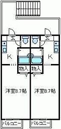 フィオーレ花園 ワンルームの間取図画像
