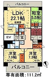 新鎌スカイタワー 9階3LDKの間取り