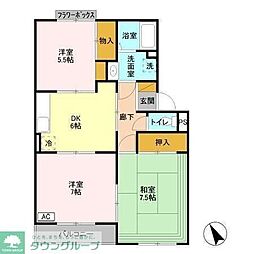 ハイホーム鈴幸 2階3DKの間取り