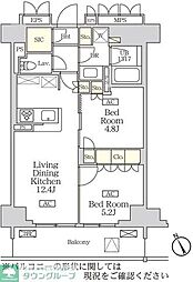 リーフシティ市川ザ・レジデンス 2LDKの間取図画像