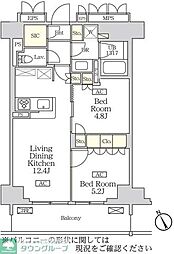 リーフシティ市川　ザ・レジデンス 7階2LDKの間取り