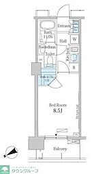 パークアクシス西船橋本郷町 5階1Kの間取り